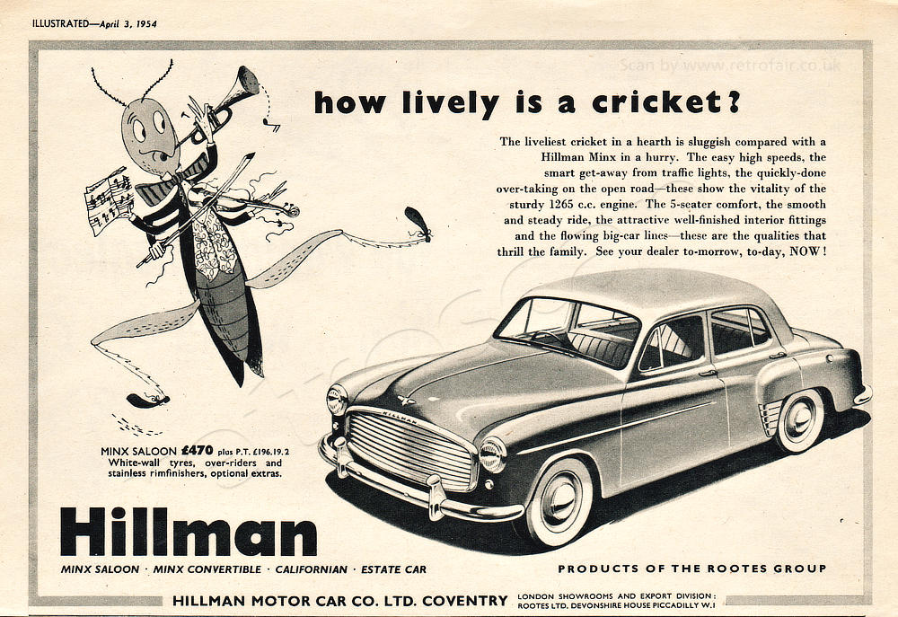 1954 Hillman Minx vintage advert
