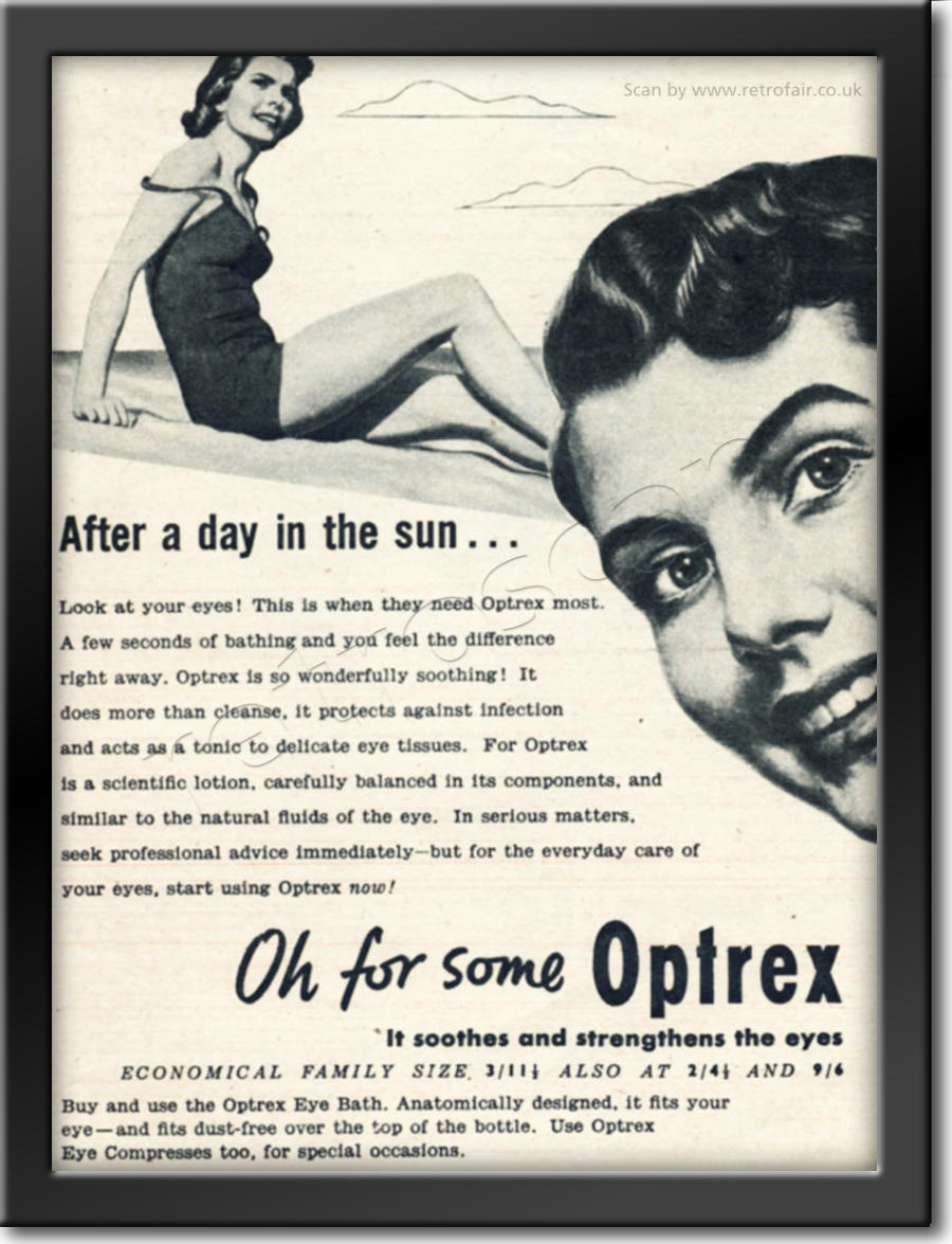 1954 vintage Optrex ad