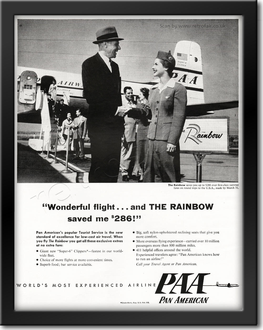 1954 vintage Pan American Airlines ad