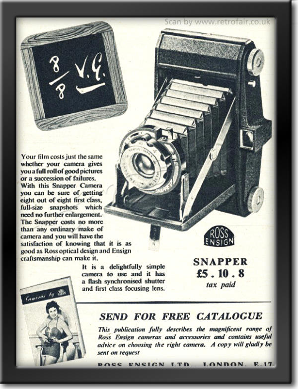 1954 Ross Ensign Camera  Vintage Ad