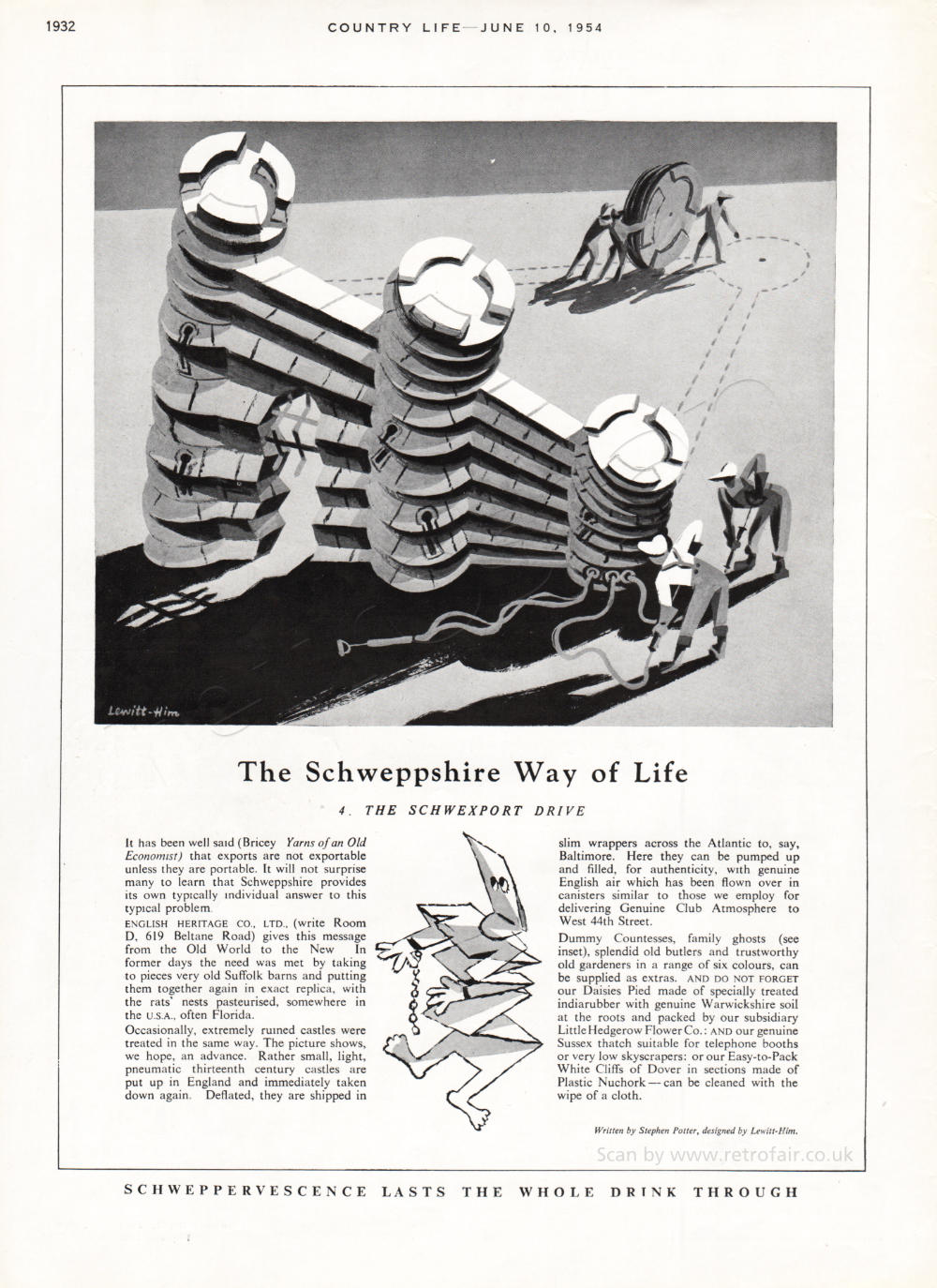 1954 Schweppes - unframed vintage ad
