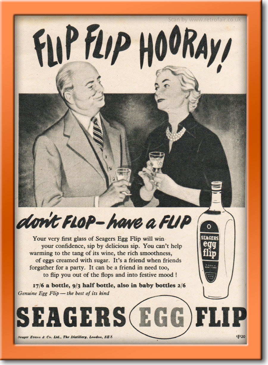 1954 Seagers Egg Flip - framed preview vintage ad