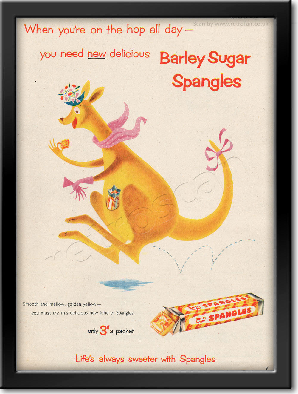  1954 Barley Sugar Spangles - framed preview retro