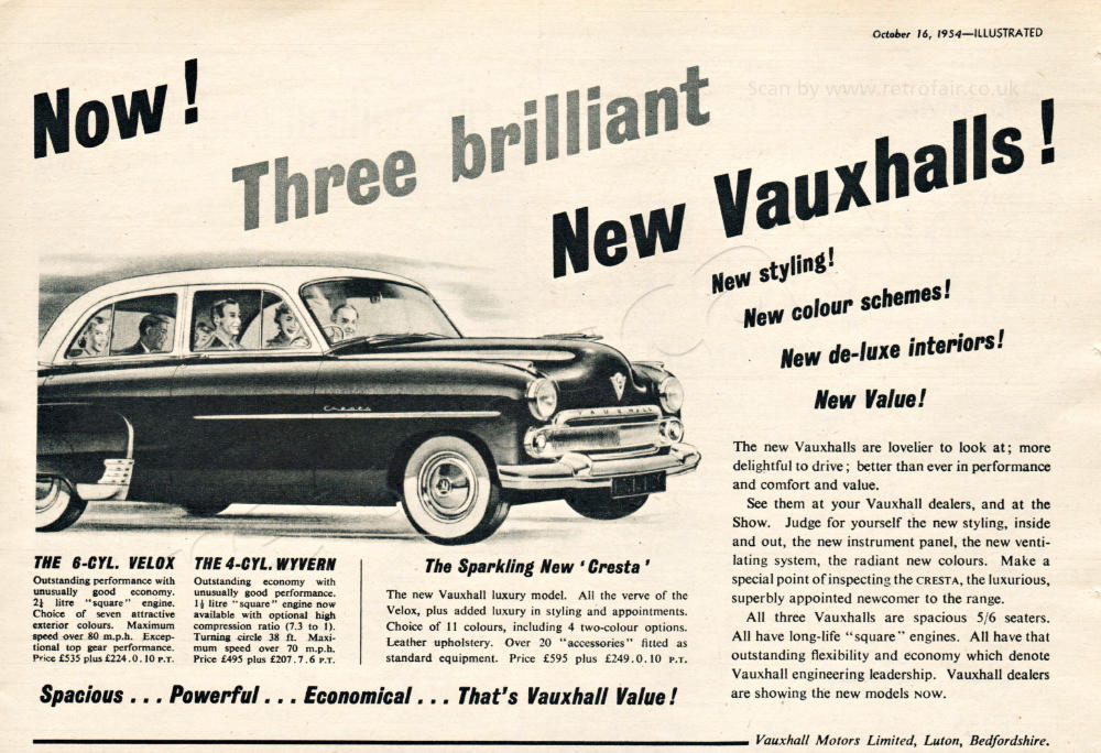 1954 vintage Vauxhall advert