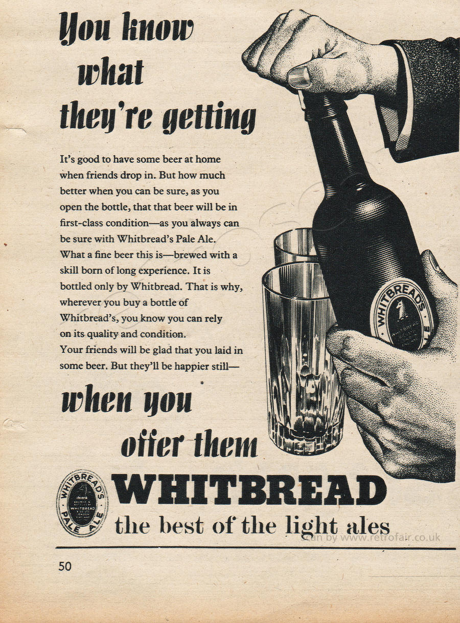 1954 Whitbread Pale Ale - unframed vintage ad
