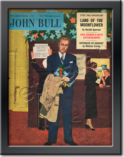 1955 November John Bull Vintage Magazine man waiting for his date  - framed example
