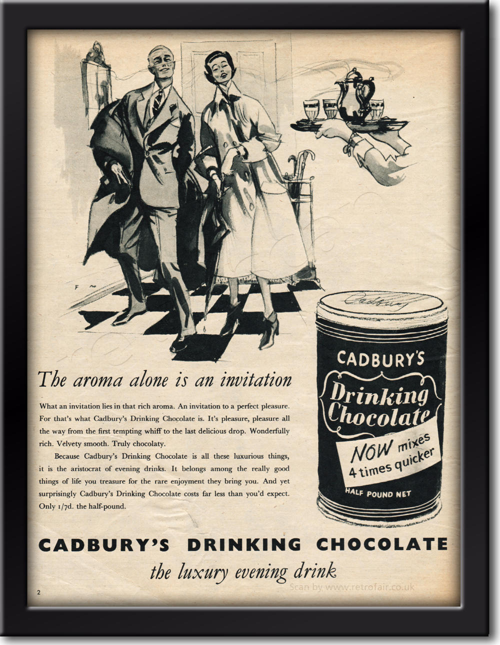  1955 Cadbury's Drinking Chocolate - framed preview retro