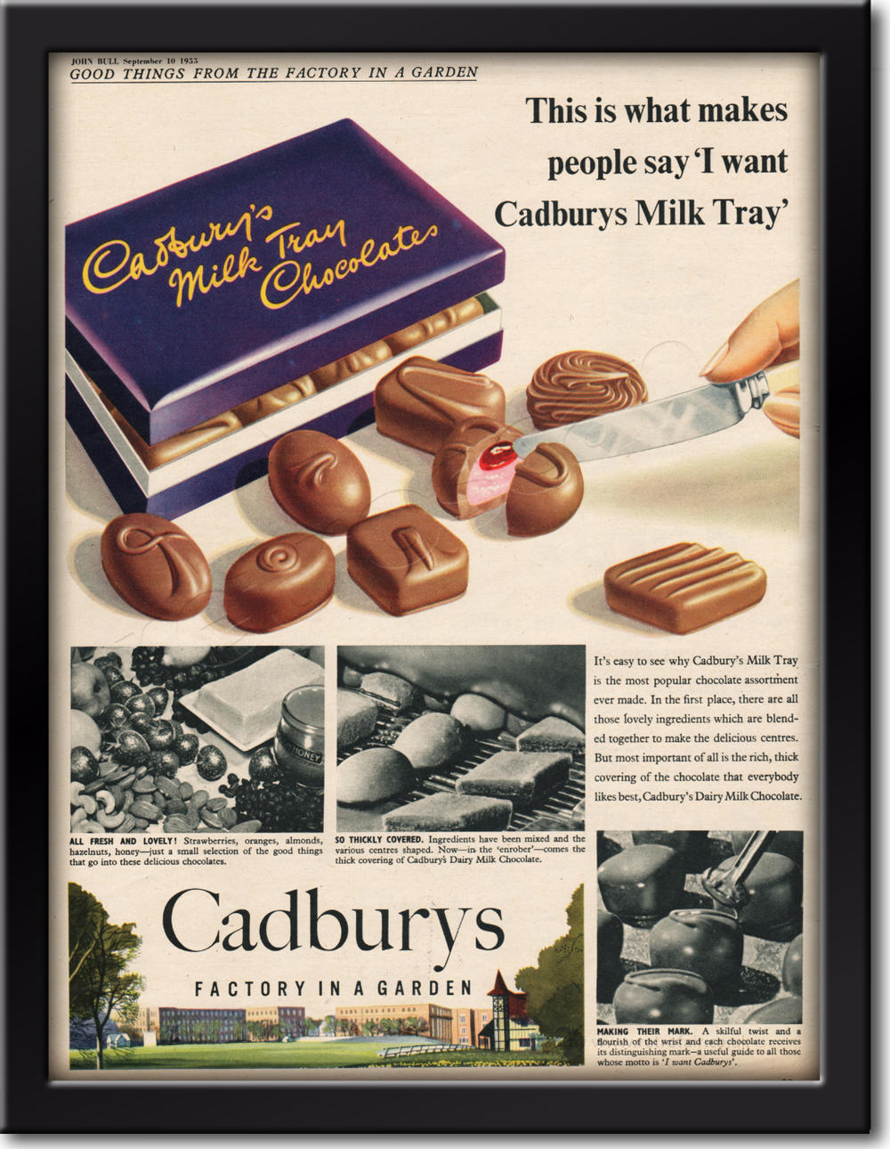  1955 Cadbury's Milk Tray - framed preview retro