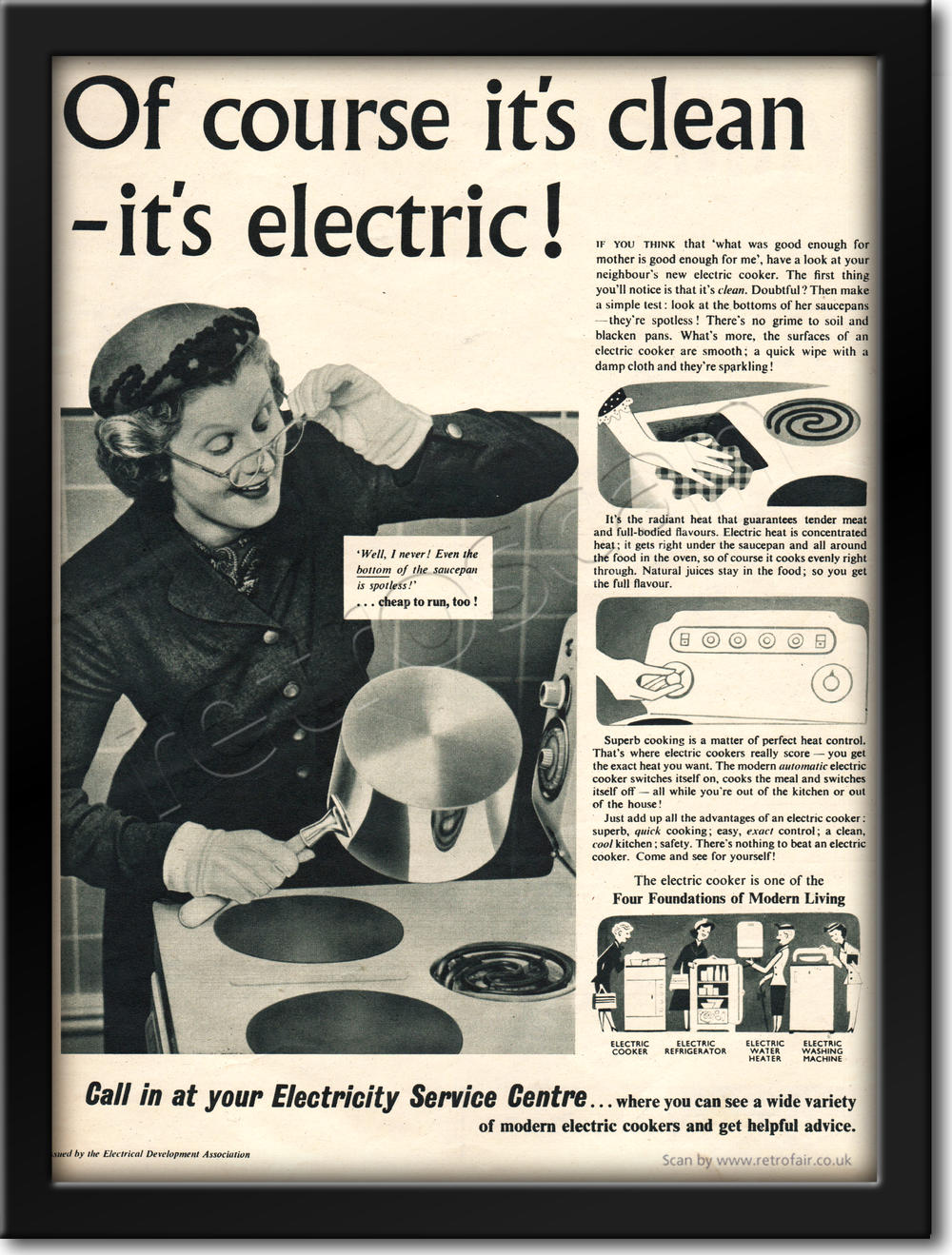 1955 vintage Electricity Service Centres advert