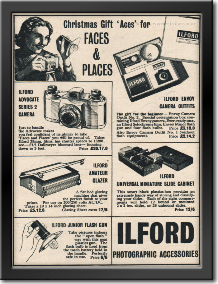 1955 Ilford Cameras - framed preview vintage ad