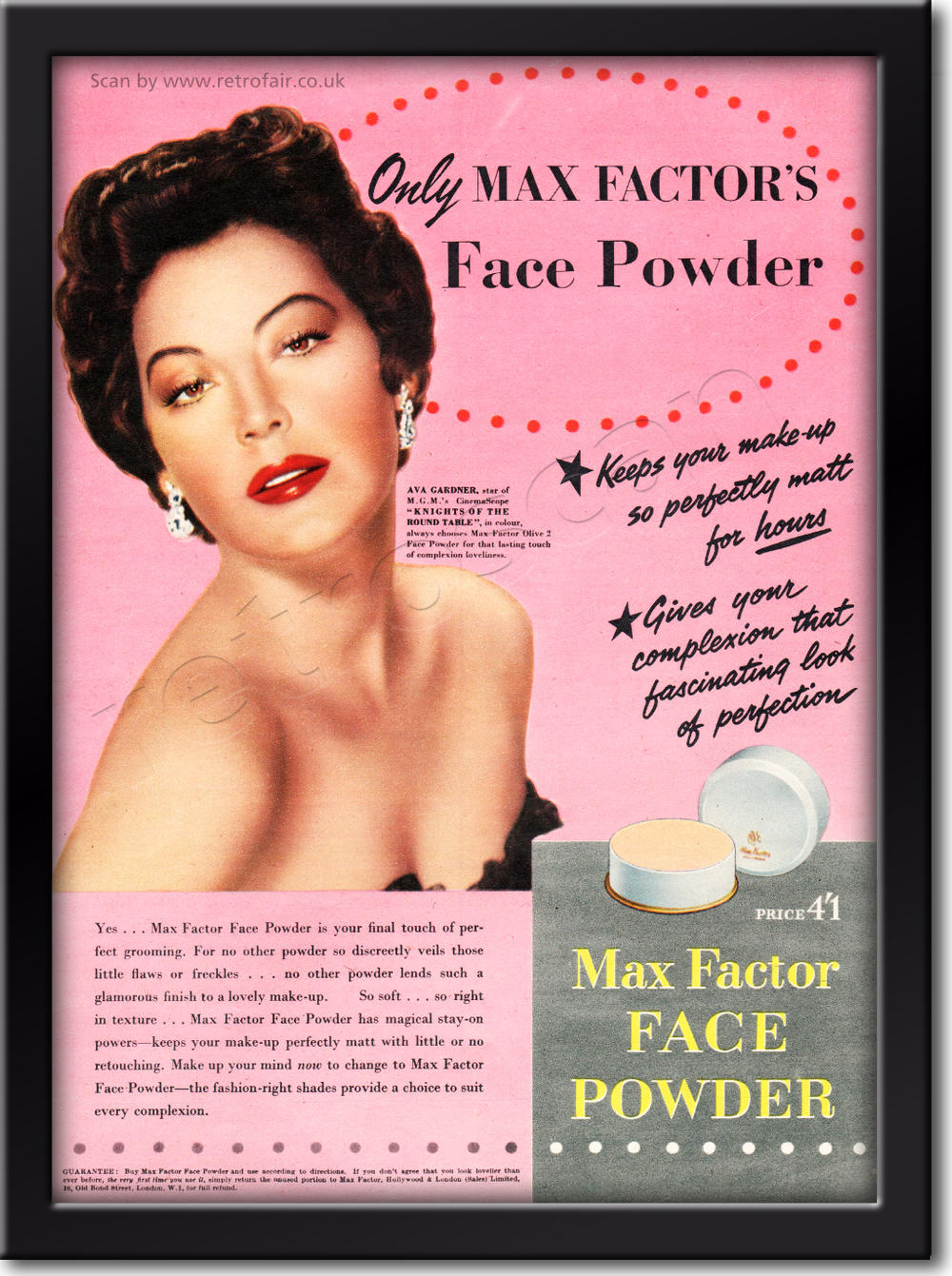 1955 Max Factor Ava Gardner - framed preview