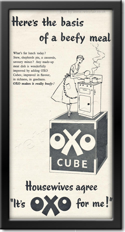 1955 vintage OXO cubes Ad