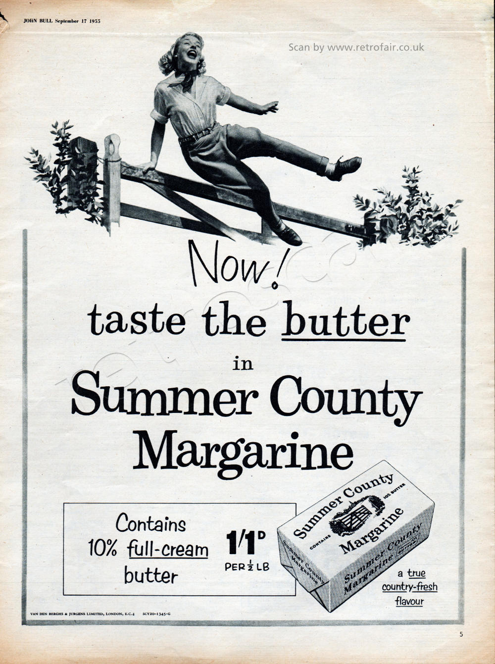 1955 Summer County Margarine vintage ad