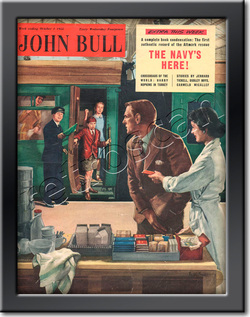 1955 October John Bull Vintage Magazine railway platform  - framed example