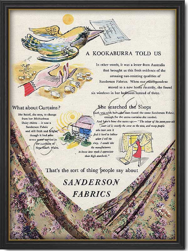 1953 vintage Sanderson Fabrics  ad
