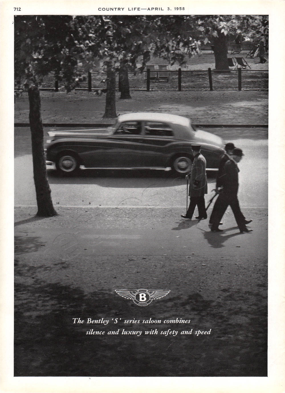 1958 Bentley - unframed vintage ad