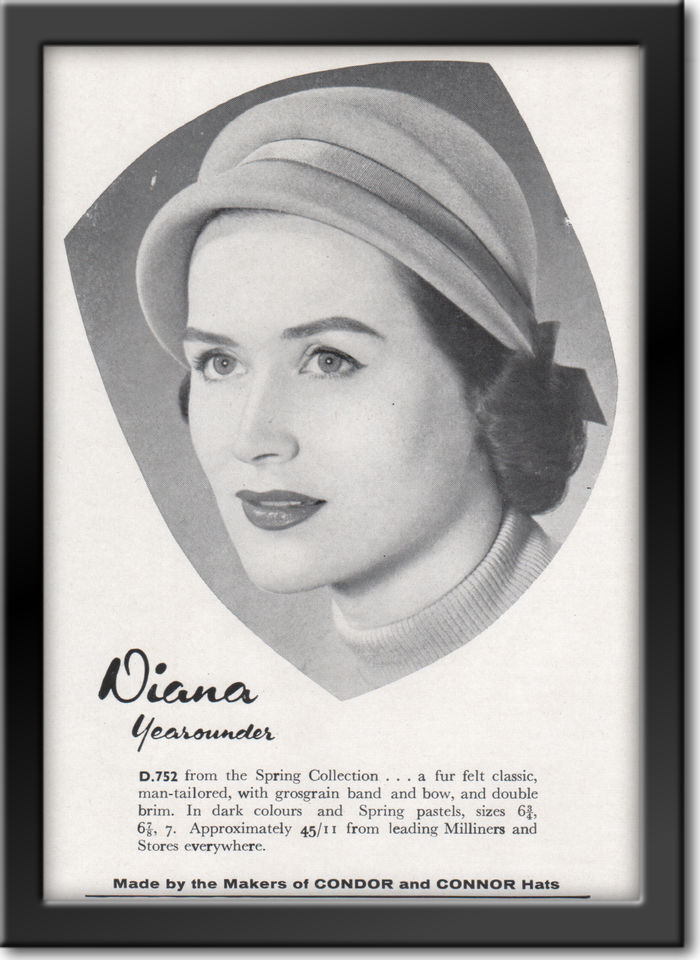 1958 Diana Yearounder - framed preview vintage ad