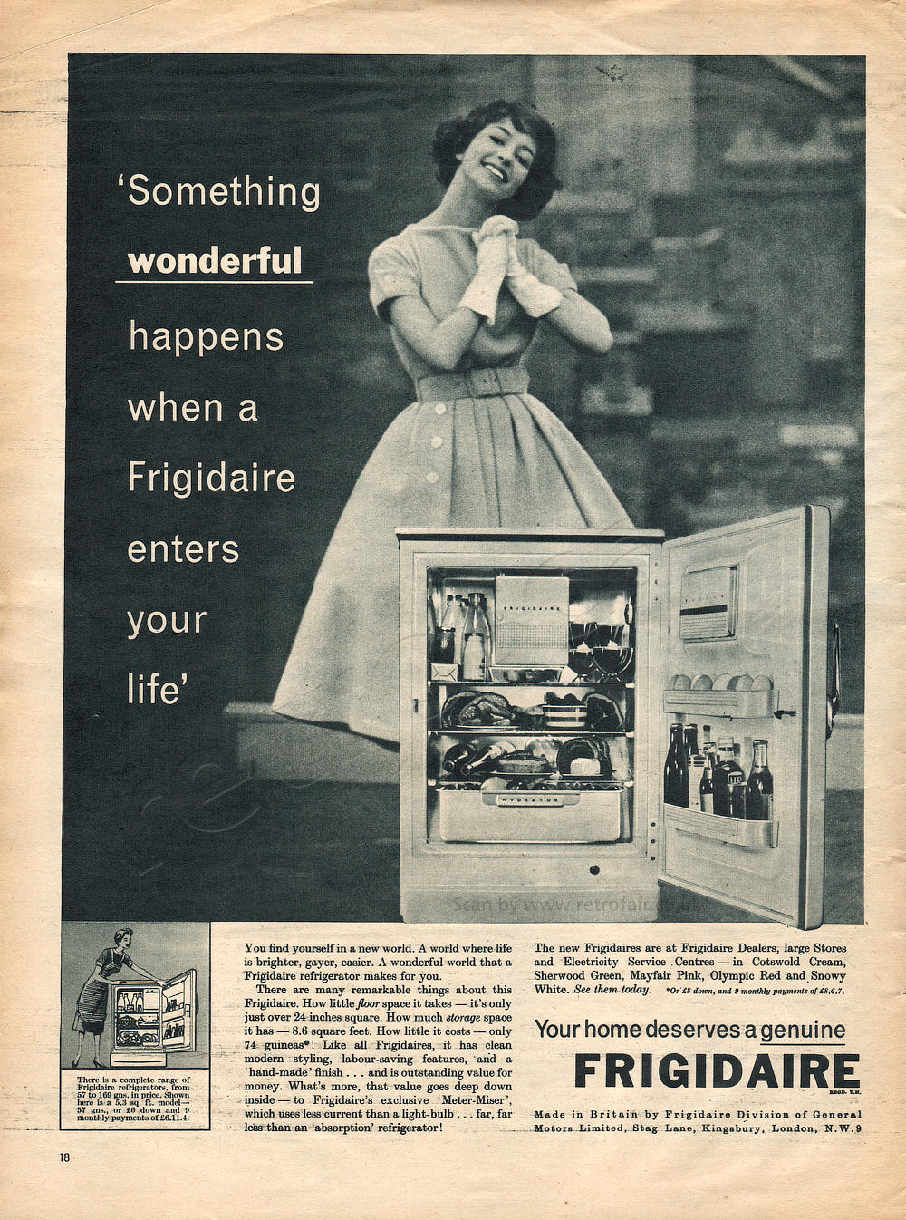 1958 Frigidaire - unframed vintage ad