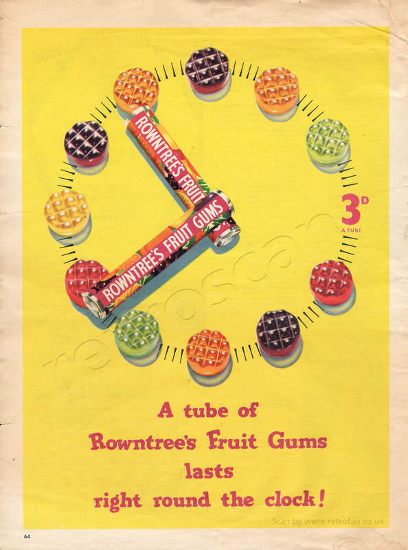 1958 Rowntree's Fruit Gums - unframed vintage ad