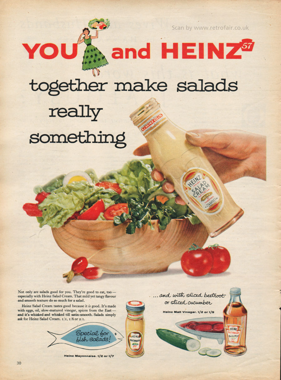 1958 Heinz Salad Cream - unframed vintage ad