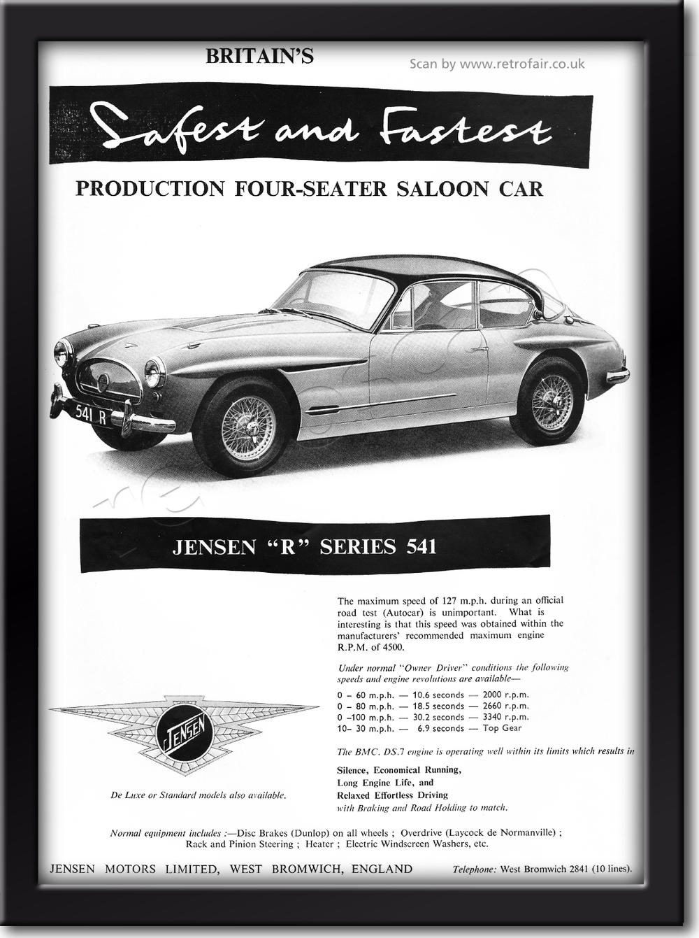 Vintage 1958 Jensen 'R' Series 451 ad