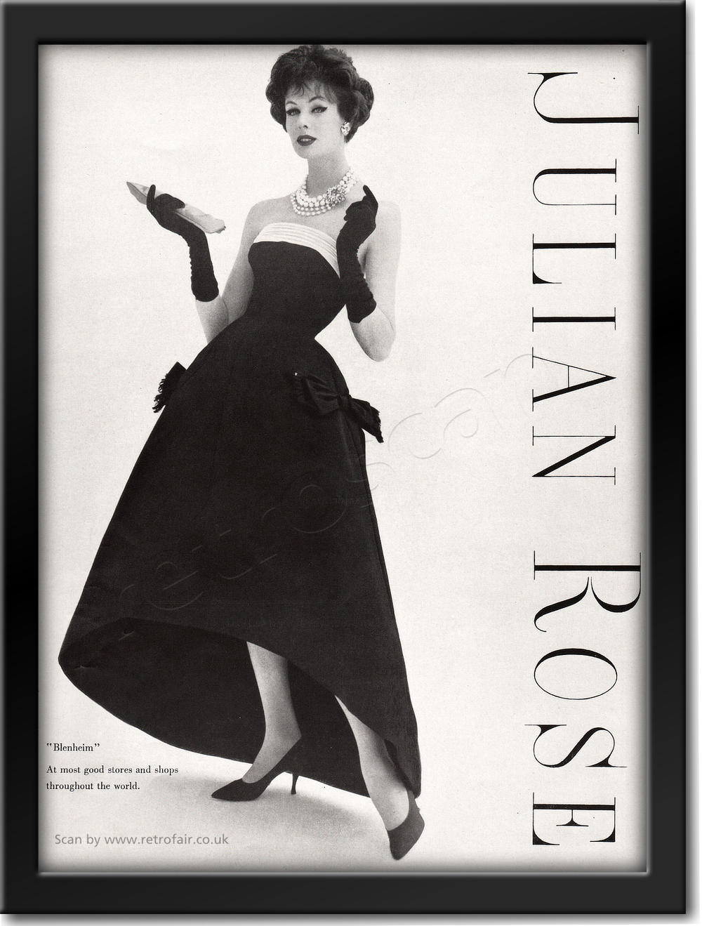 1958 Julian Rose Couture - framed preview vintage ad