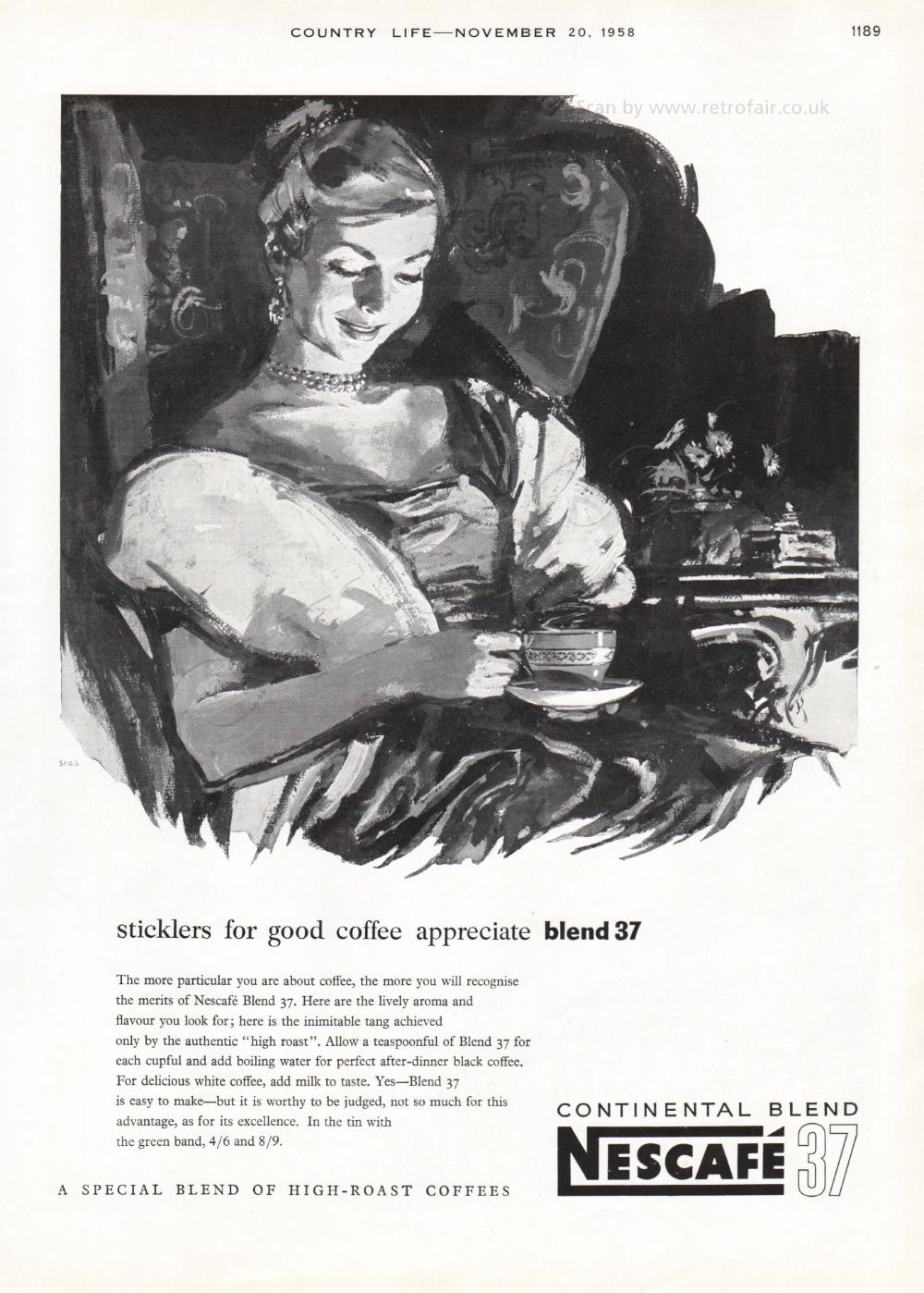 1958 Nescafe 37 - unframed vintage ad