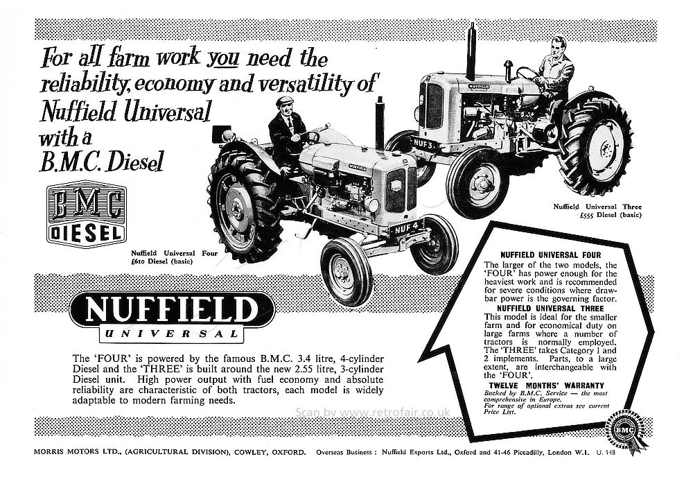 1958 Nuffield Universal Tractors - unframed vintage ad