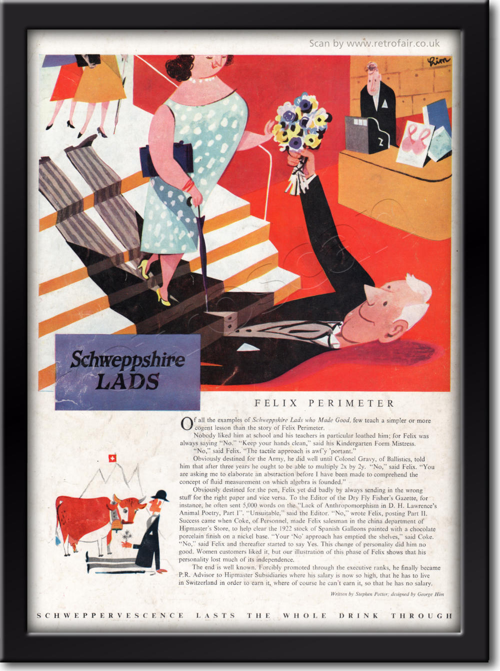 1958 Schweppes Mixer Drinks - framed preview vintage ad