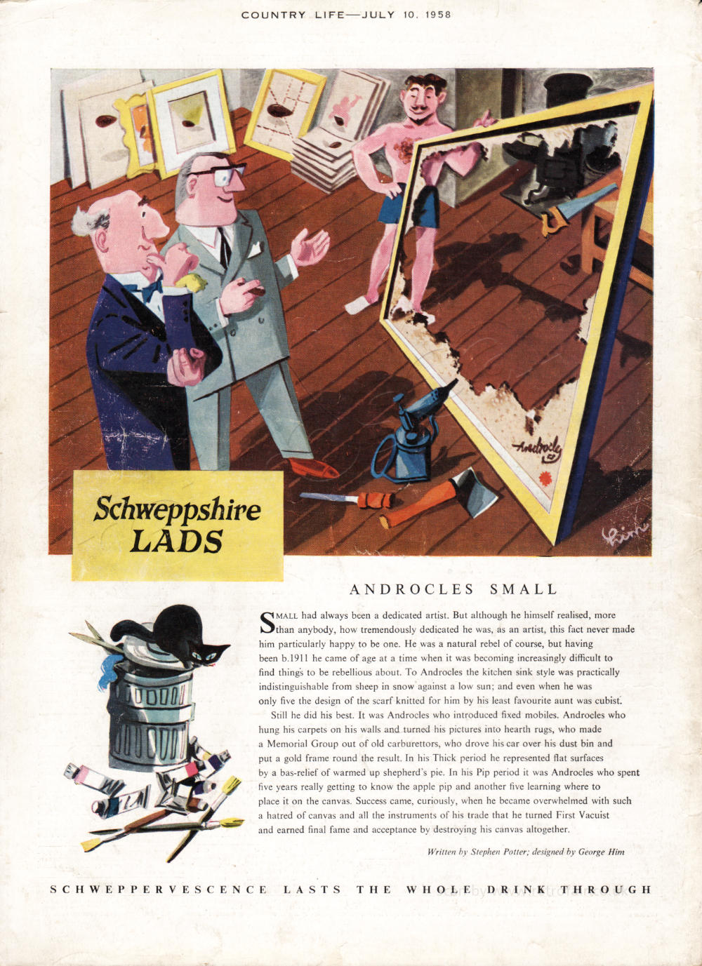 1958 Schweppes - unframed vintage ad