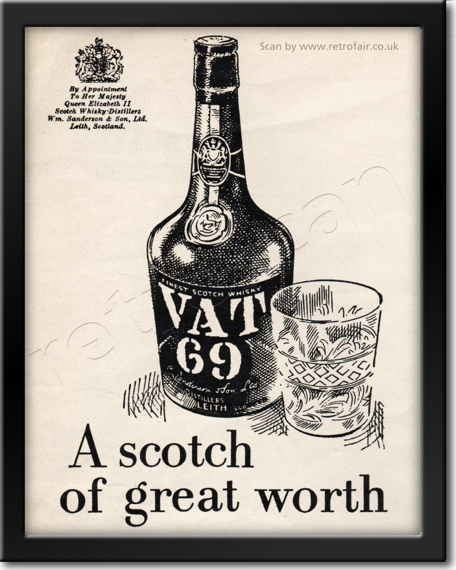 vintage 1958 VAT 69 Scotch Whisky