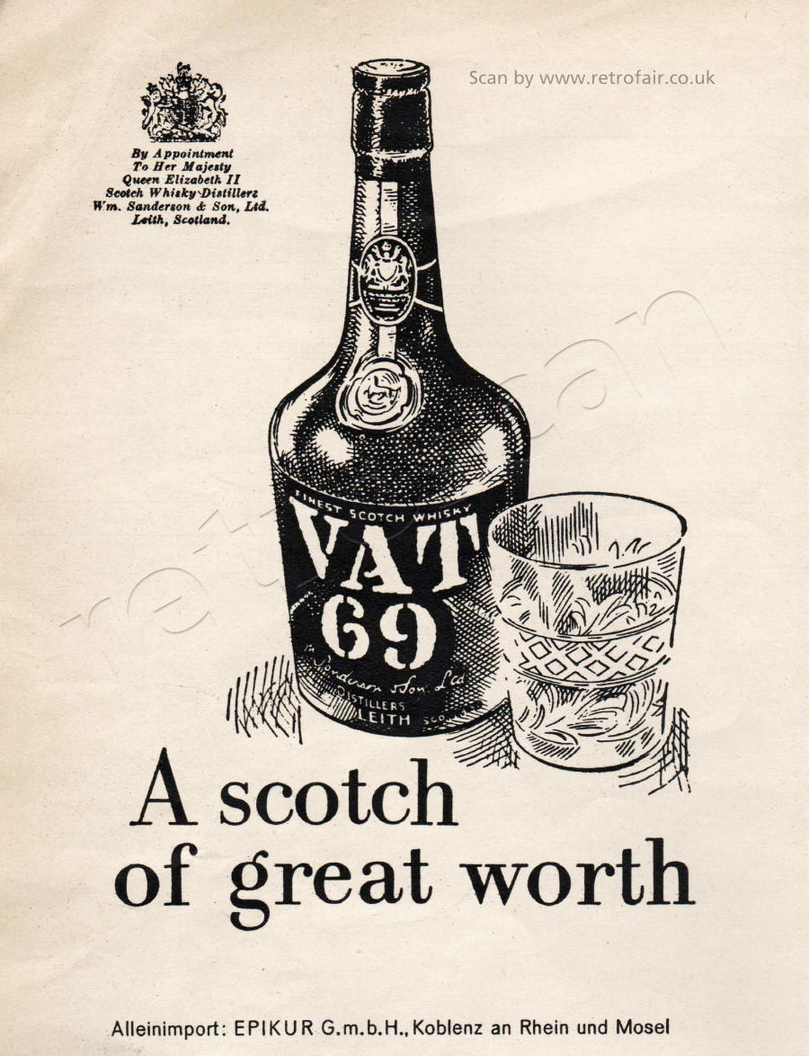 1958 VAT 69 Scotch Whisky  vintage ad