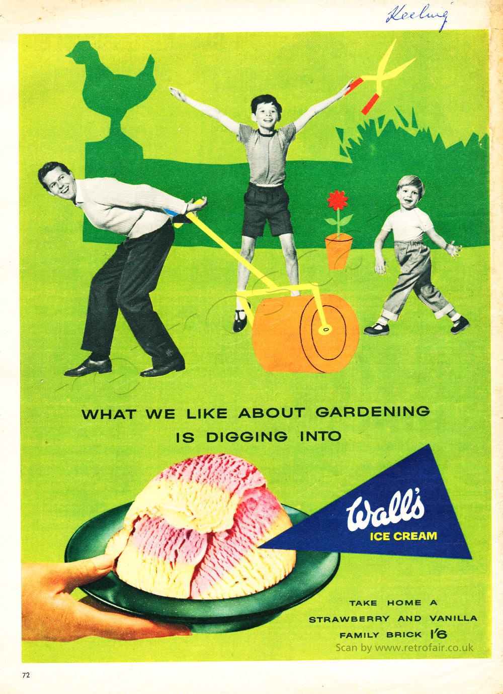1958 Wall's Ice Cream - unframed vintage ad