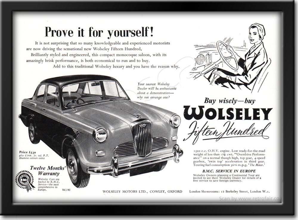 1958 Wolseley 1500 - framed preview vintage ad