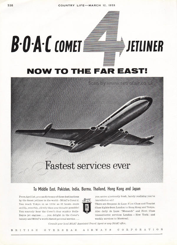 1959 BOAC Comet vintage ad