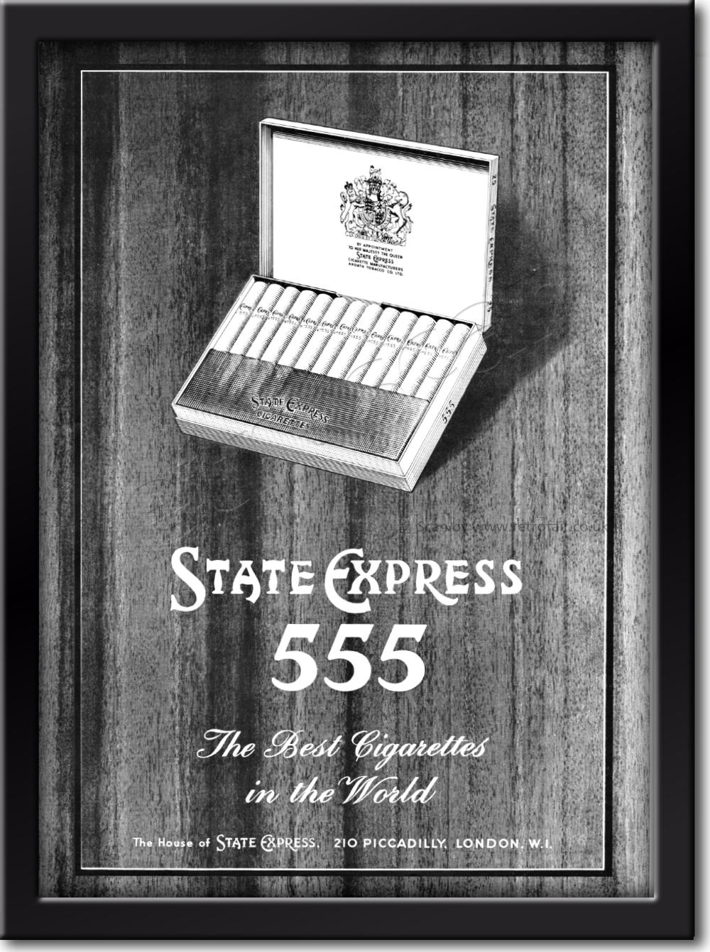 1959 vintage State Express 555 Cigarettes advert