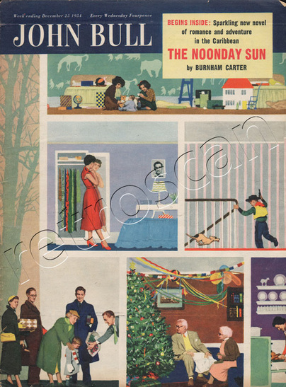 1954 December 25 John Bull Family Christmas - Zelinski vintage magazine cover