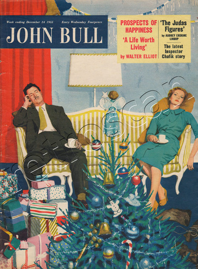 1955 December John Bull Vintage Magazine Christmas day snooze  - unframed