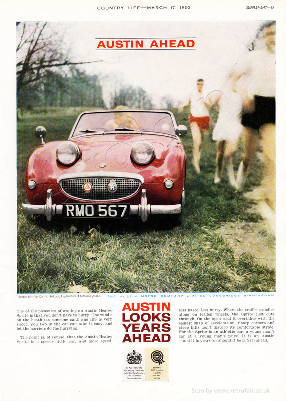 1960 Austin Healey Sprite - unframed vintage ad