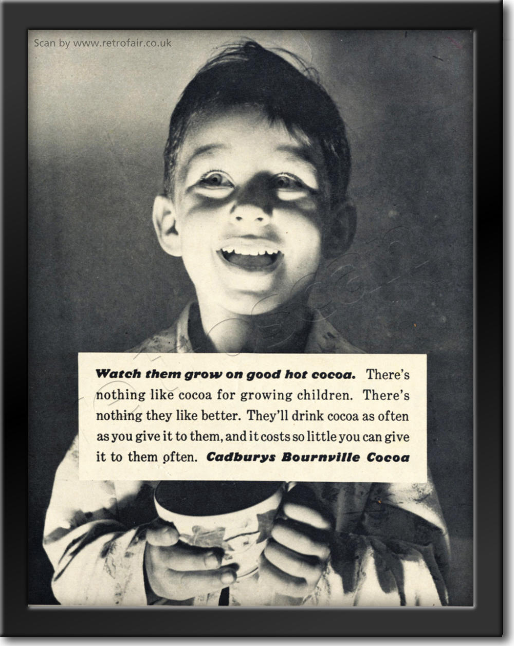 vintage 1960 Cadbury's Cocoa laughing boy 