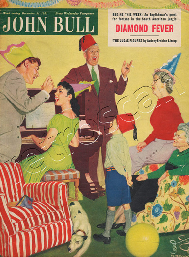 1955 December John Bull Vintage Magazine New Year Party  - unframed