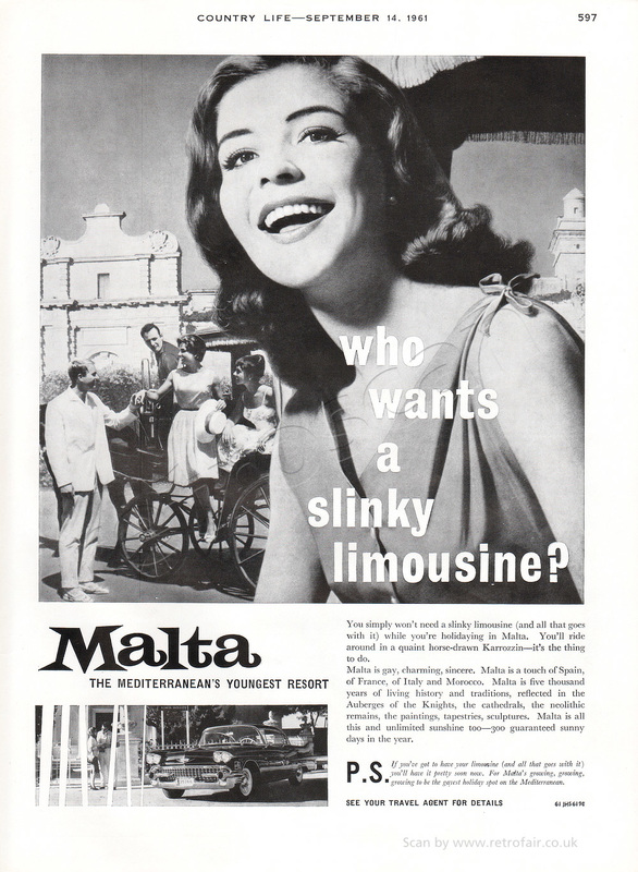 1961 vintage Malta Tourism advert