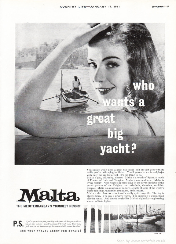 1961 Malta Tourism - unframed vintage ad