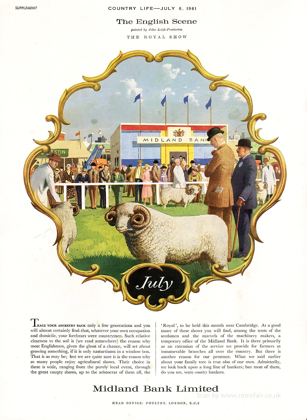 x 1961 Midland Bank - The Royal Show - unframed vintage ad