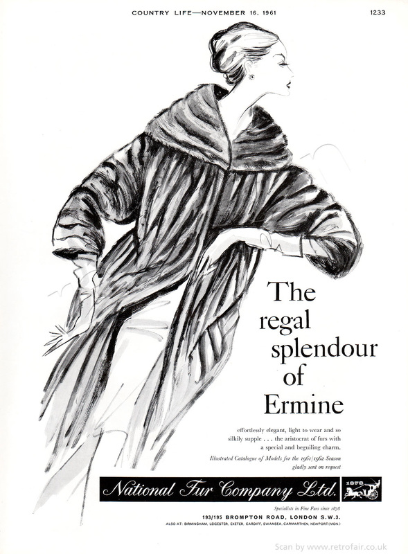  1961 National Fur Company - unframed vintage ad