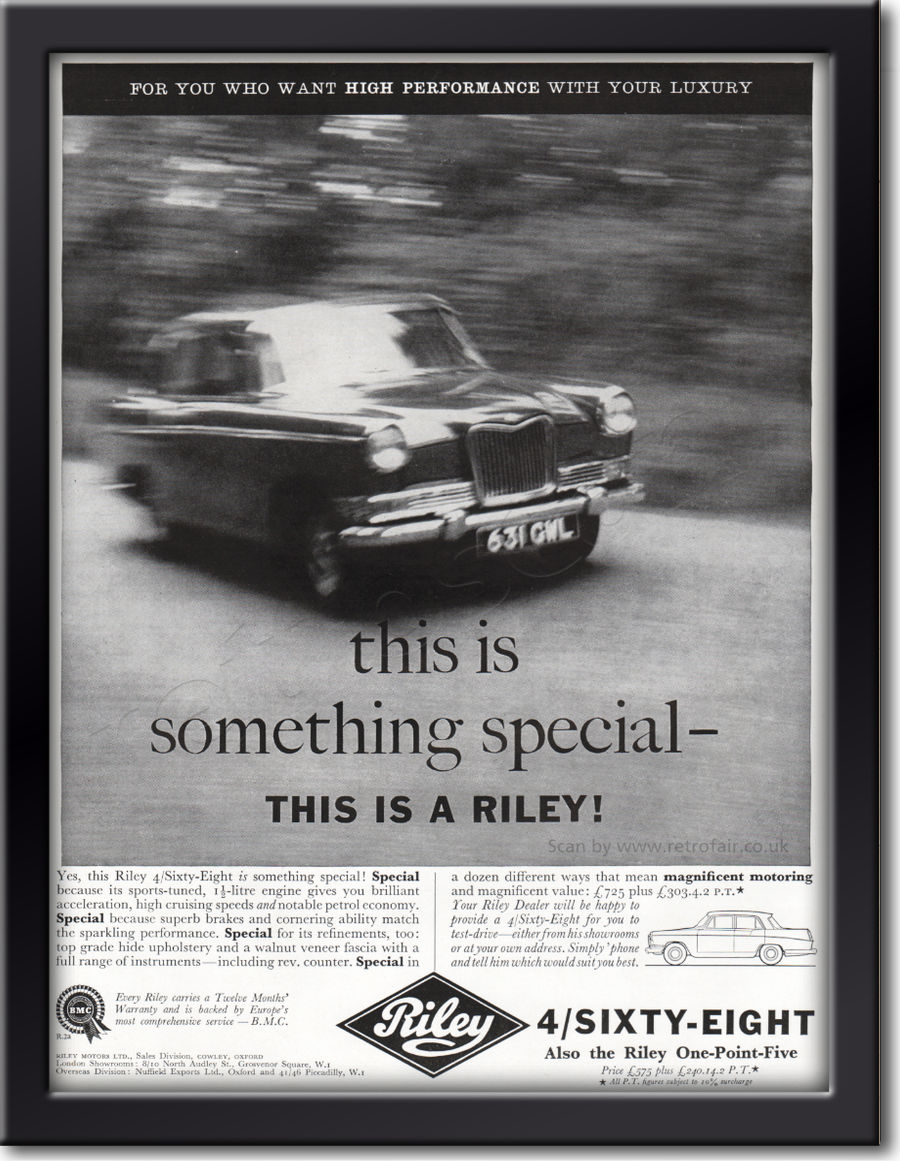 1961 Riley 4/Sixty-Eight - framed preview vintage ad
