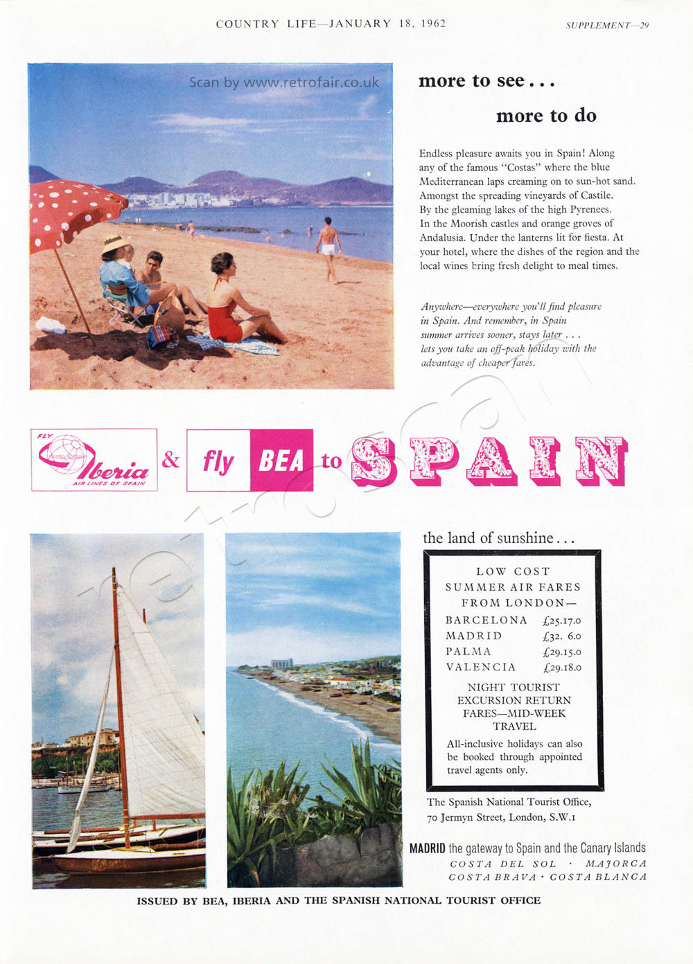 1962 BEA / Iberia Airline - Spain vintage ad