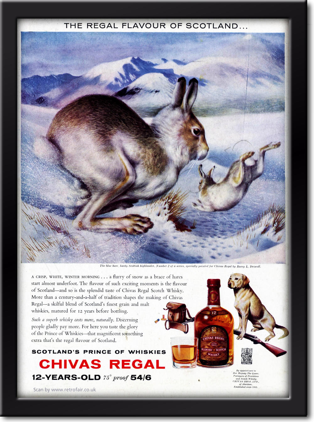 1962 Chivas Regal with illustration of blue hare 