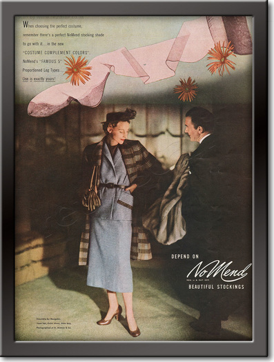 1949 No Mend Stockings - framed preview retro