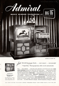  1949 Admiral Televisions - unframed vintage ad